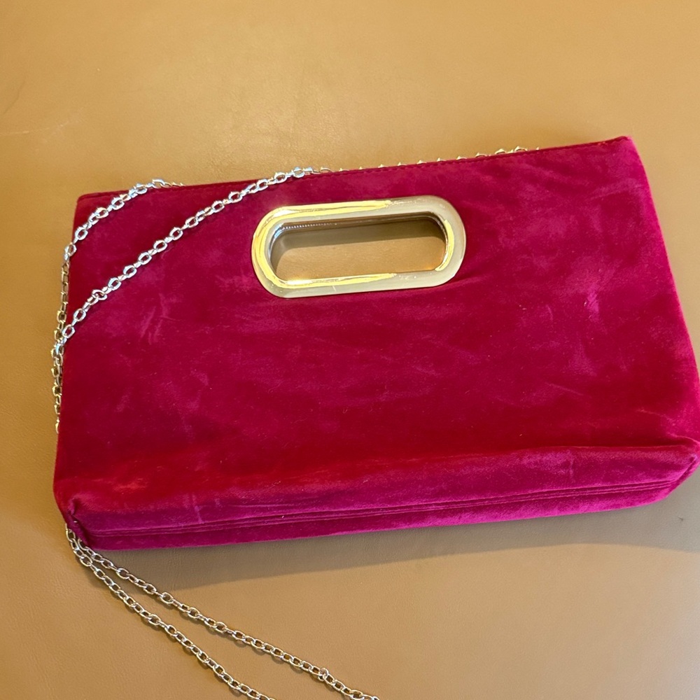Chic Red Velvet Wristlet with Gold Chain